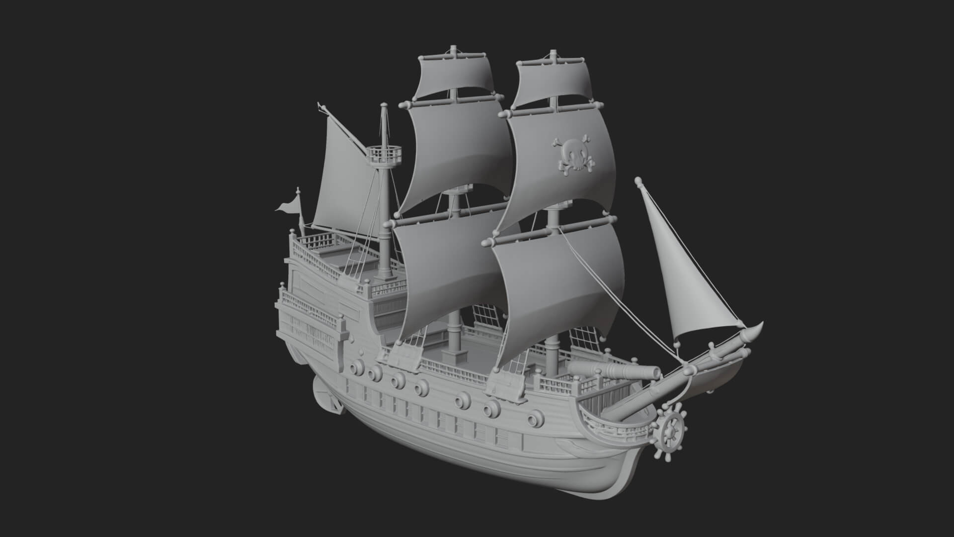 Pirate Sailing Ship Model Design 7 3D Print Model 3D Model