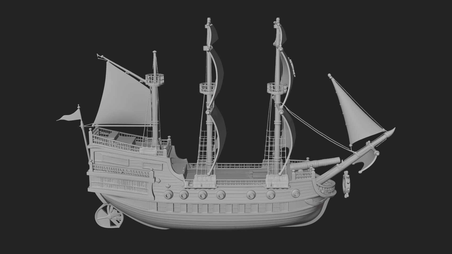 Pirate Sailing Ship Model Design 7 3D Print Model 3D Model