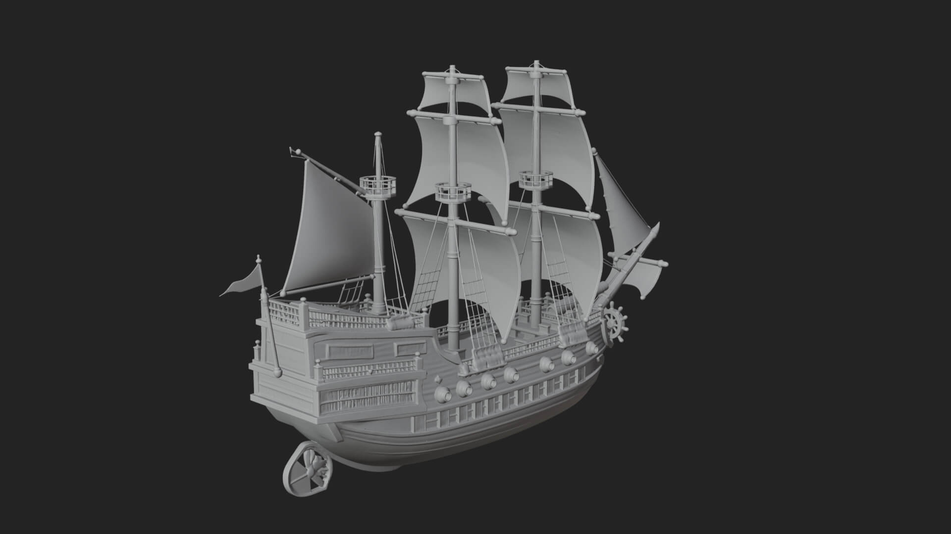 Pirate Sailing Ship Model Design 7 3D Print Model 3D Model