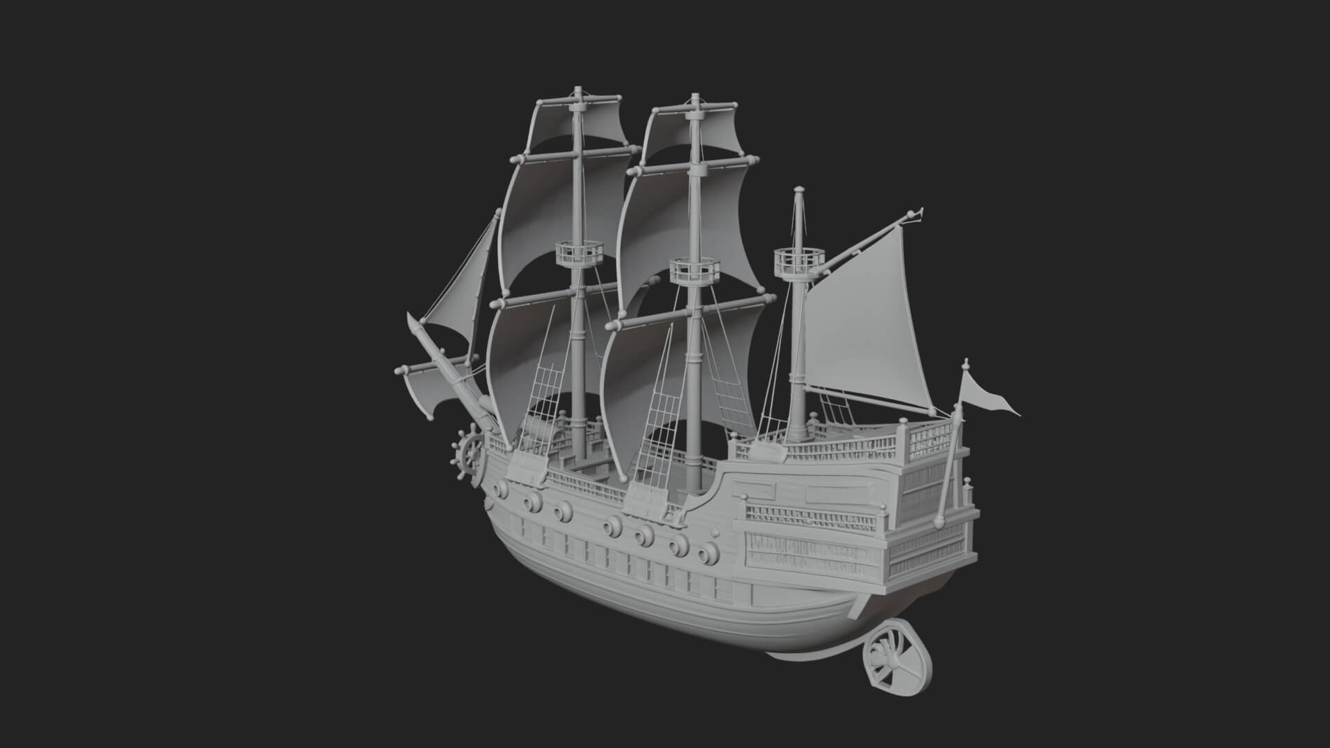 Pirate Sailing Ship Model Design 7 3D Print Model 3D Model