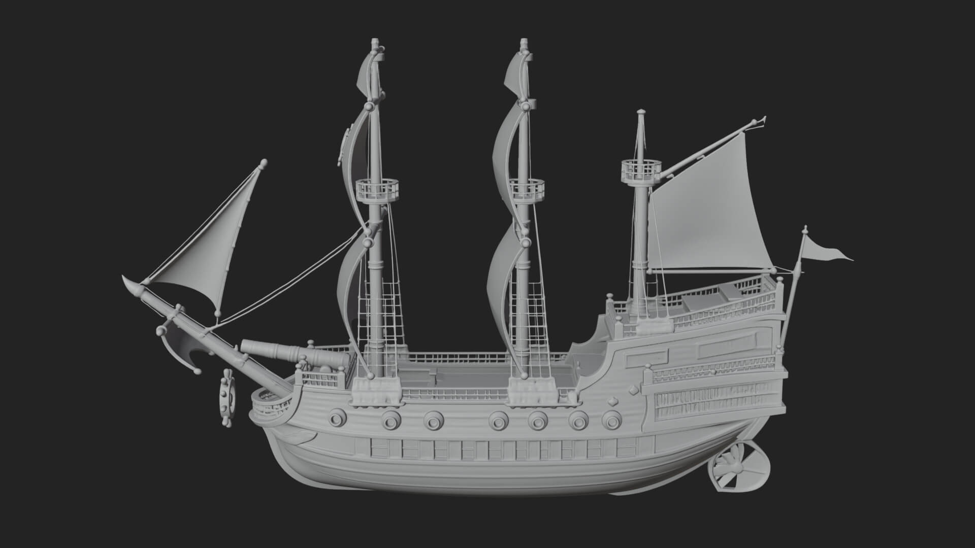 Pirate Sailing Ship Model Design 7 3D Print Model 3D Model