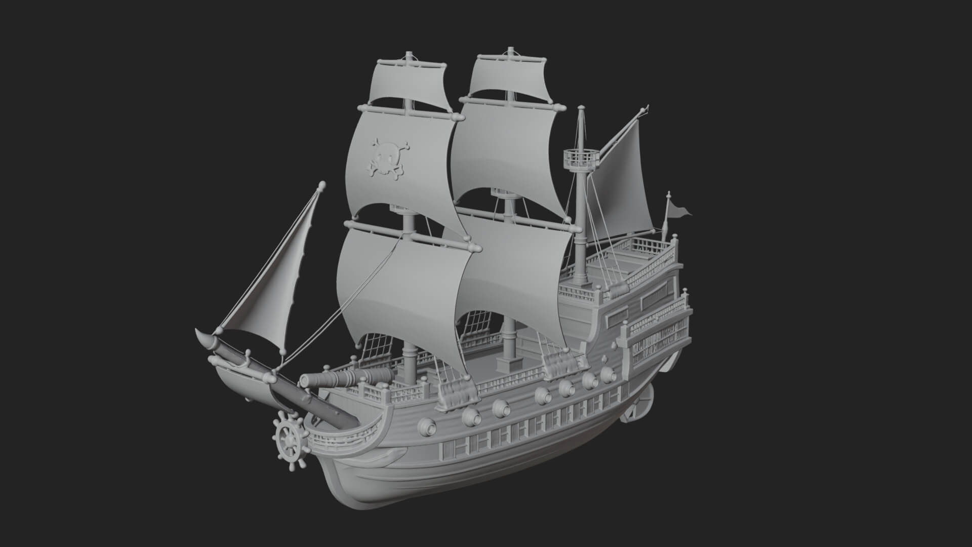 Pirate Sailing Ship Model Design 7 3D Print Model 3D Model