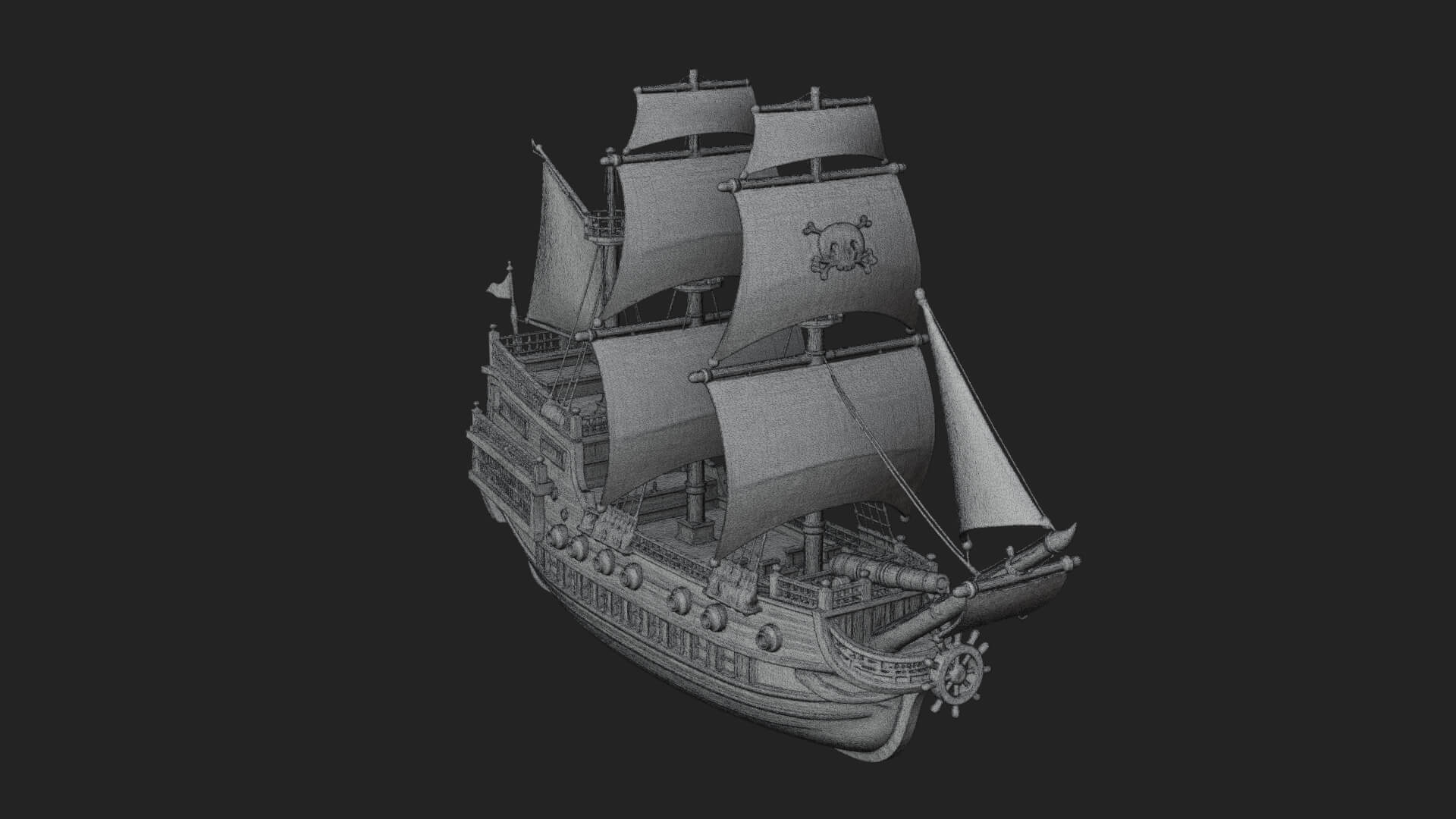 Pirate Sailing Ship Model Design 7 3D Print Model 3D Model