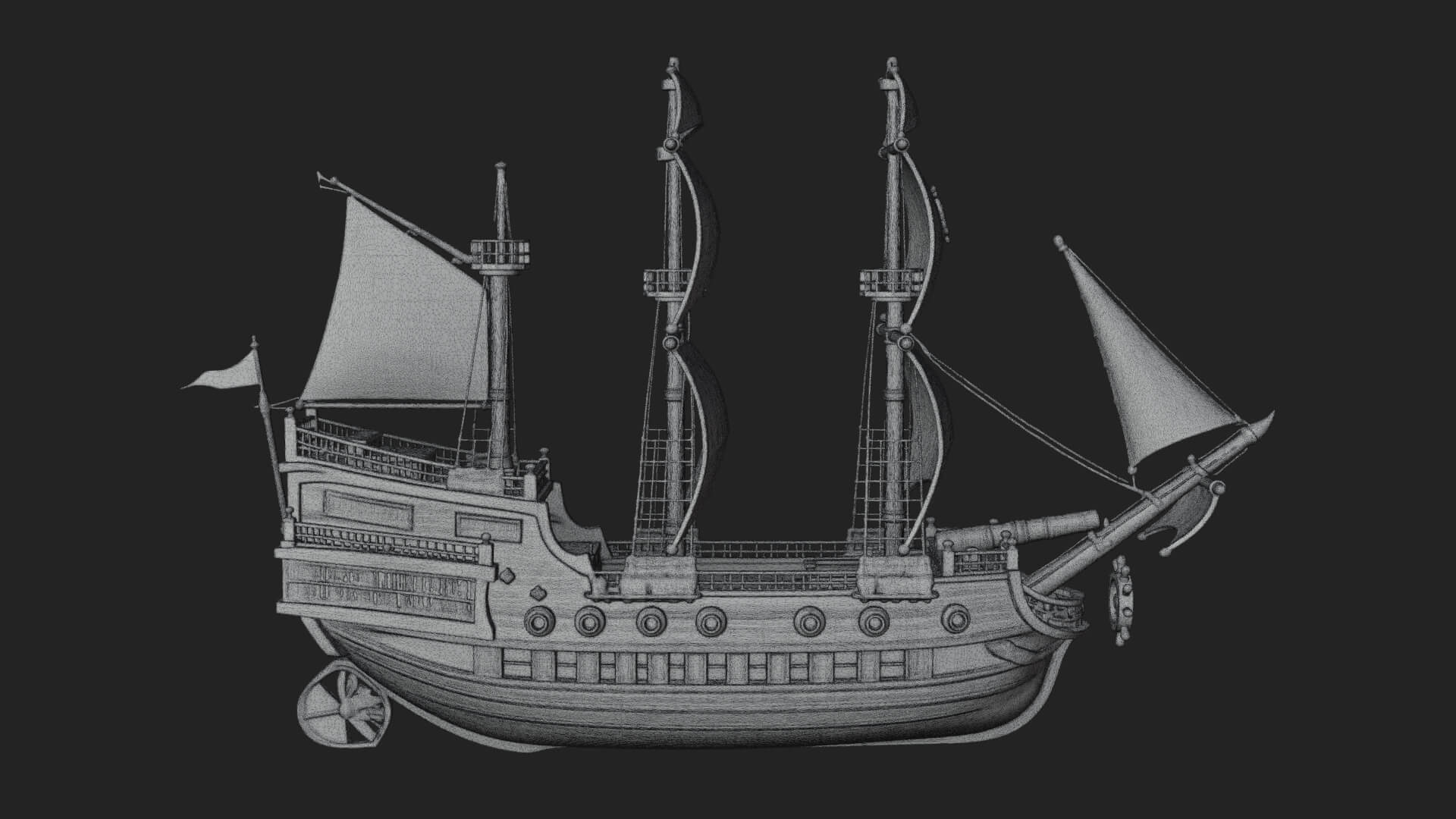 Pirate Sailing Ship Model Design 7 3D Print Model 3D Model