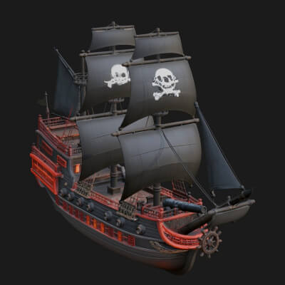 Pirate Sailing Ship Model Design 7 3D Print Model