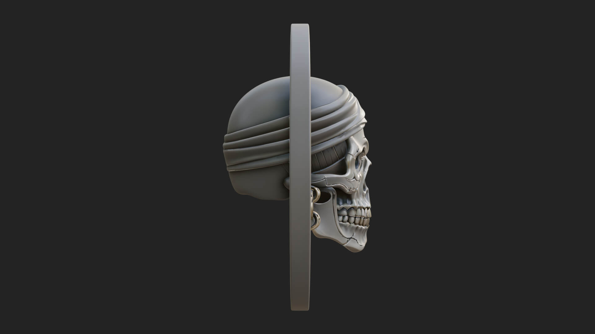 Pirate Skull Oval Relief Plaque Design 1 3D Print Model 3D Model