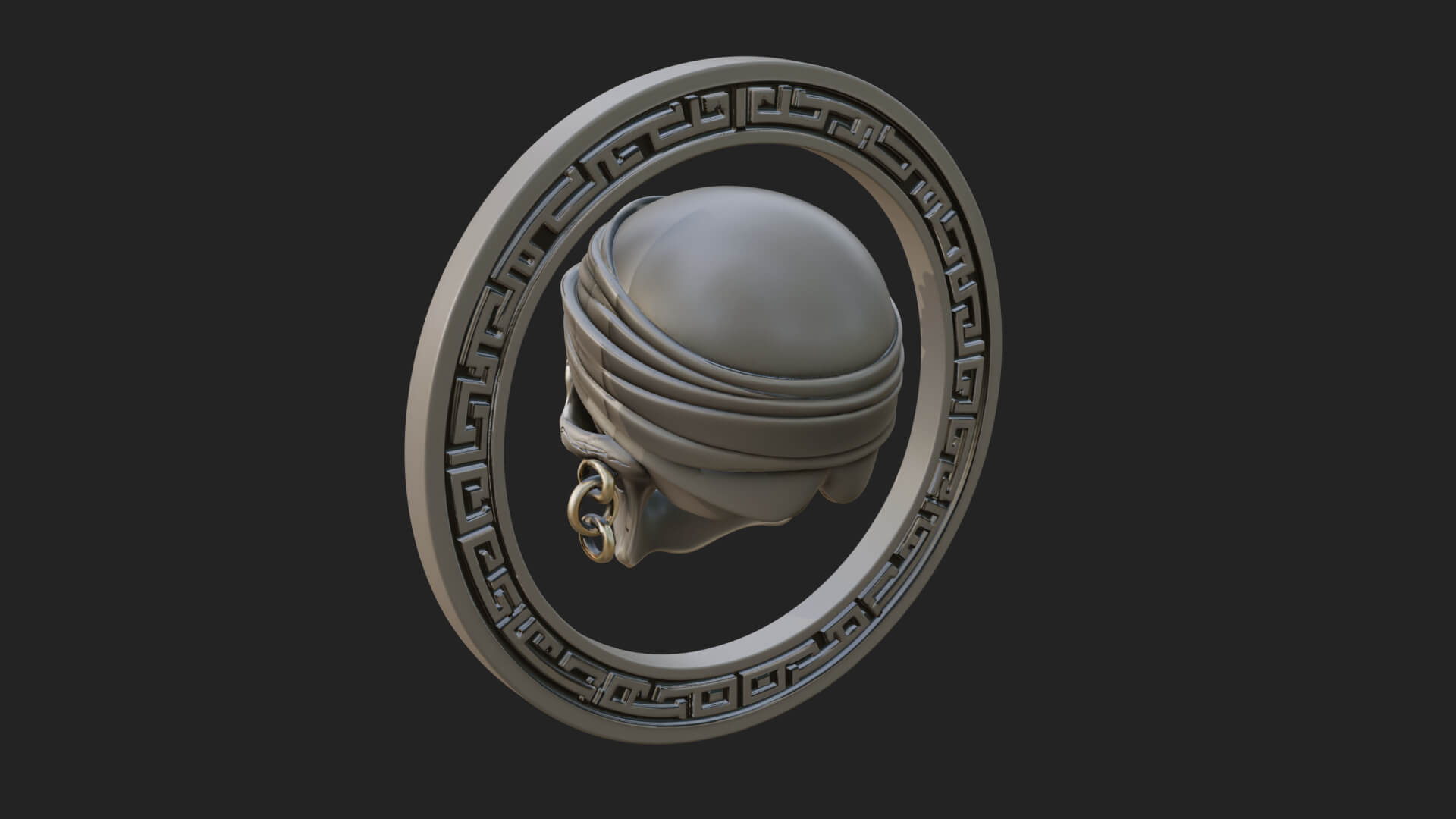 Pirate Skull Oval Relief Plaque Design 1 3D Print Model 3D Model