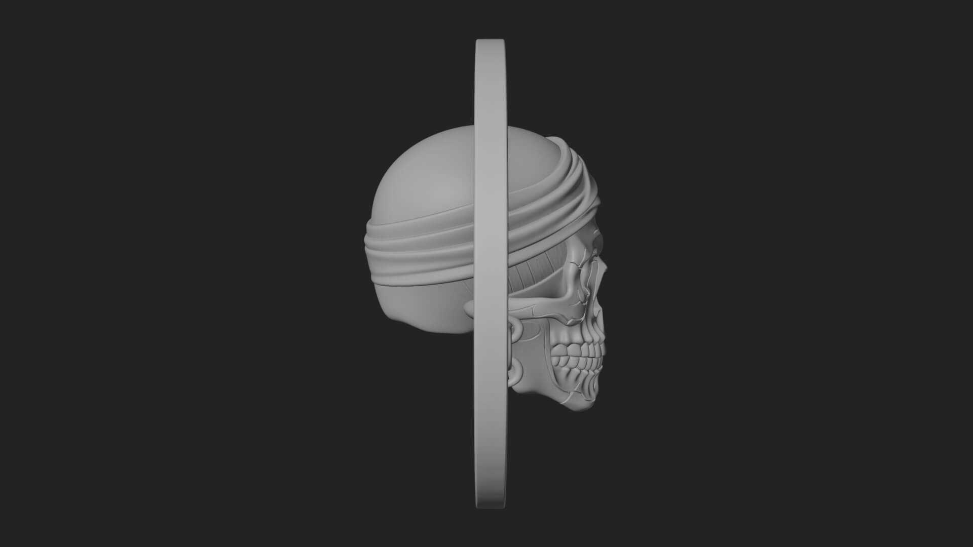 Pirate Skull Oval Relief Plaque Design 1 3D Print Model 3D Model