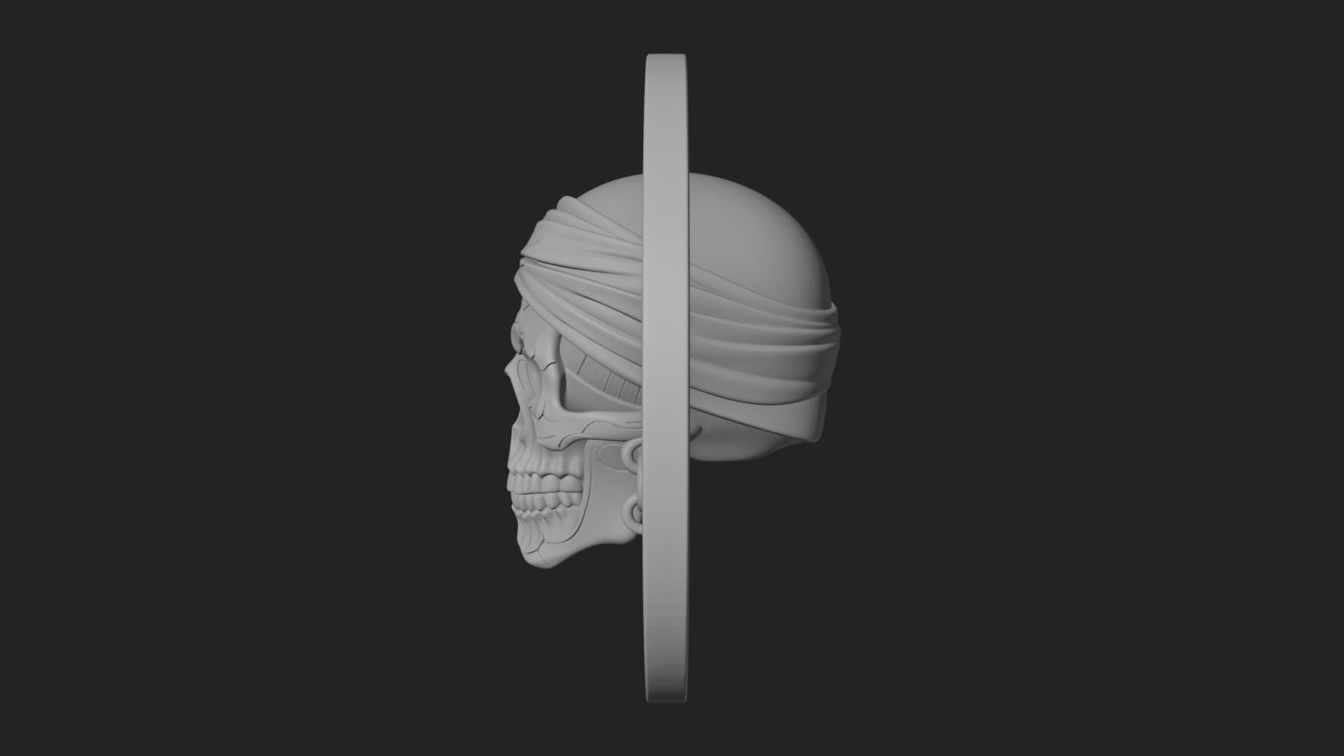 Pirate Skull Oval Relief Plaque Design 1 3D Print Model 3D Model