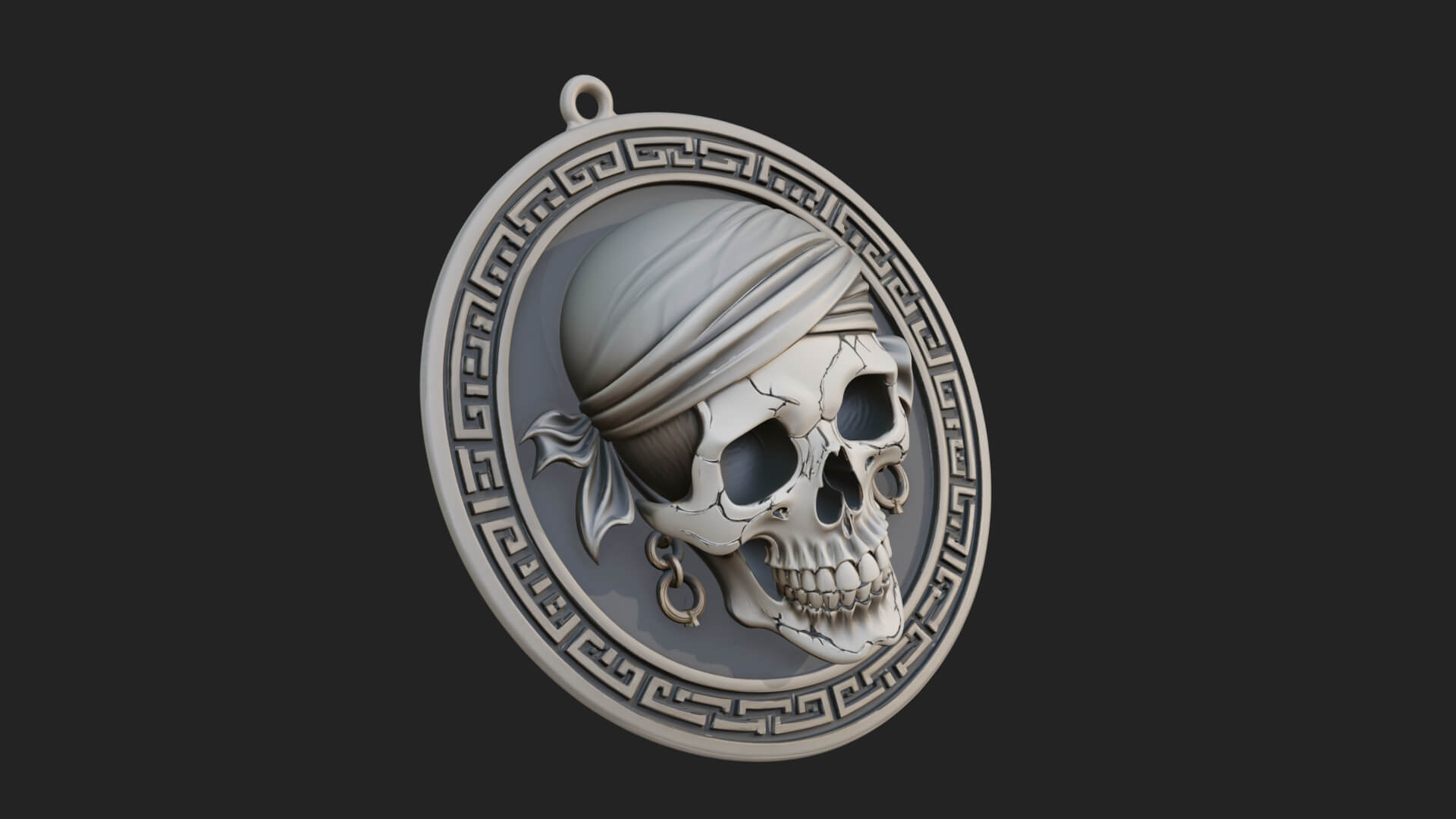 Pirate Skull Oval Relief Plaque Design 2 3D Print Model 3D Model