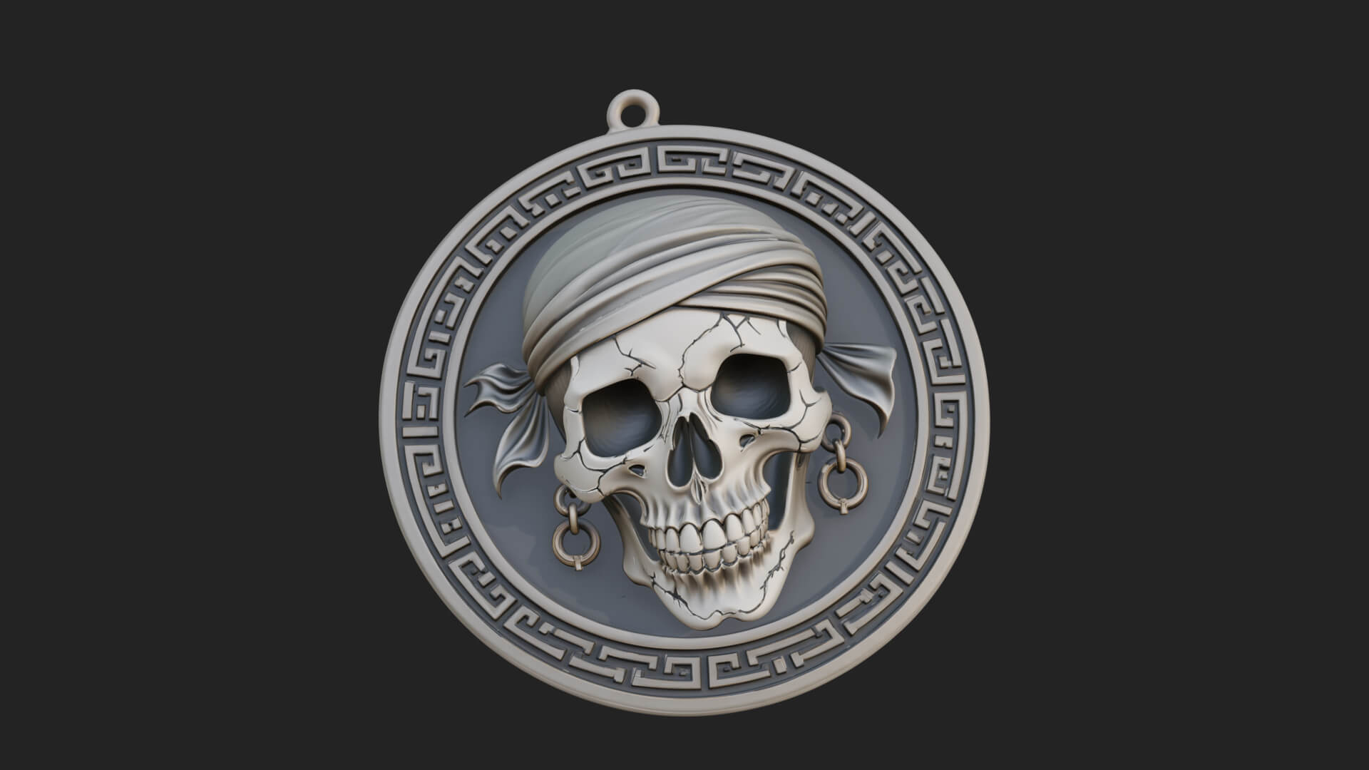 Pirate Skull Oval Relief Plaque Design 2 3D Print Model 3D Model