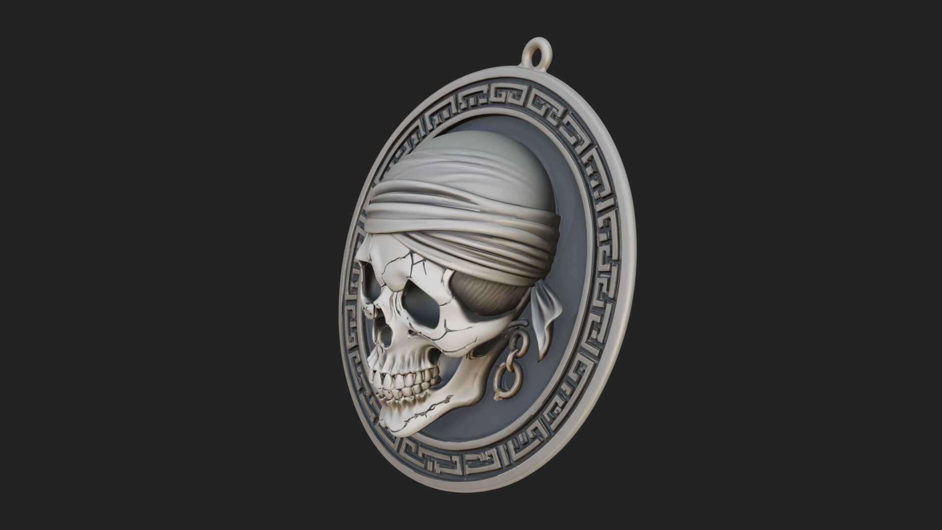 Pirate Skull Oval Relief Plaque Design 2 3D Print Model 3D Model