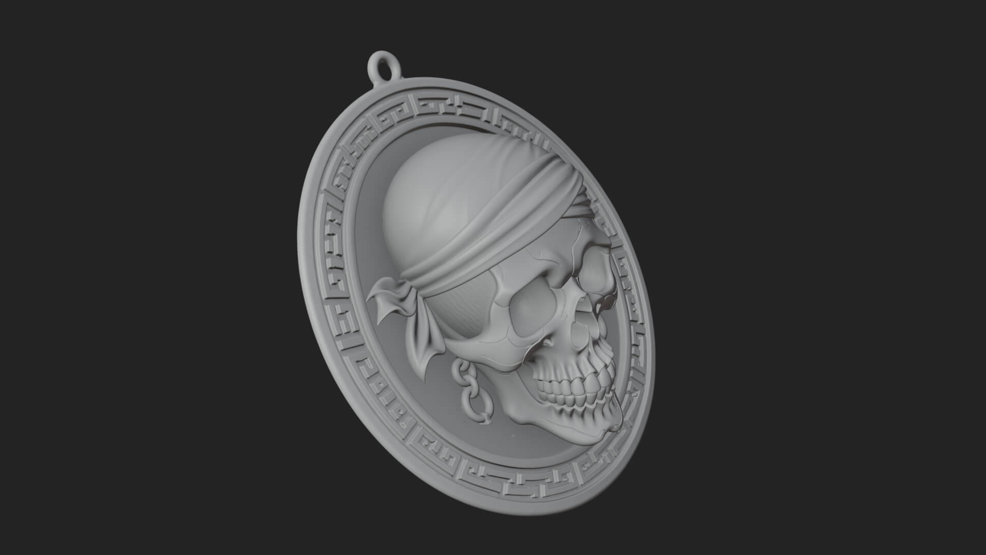 Pirate Skull Oval Relief Plaque Design 2 3D Print Model 3D Model
