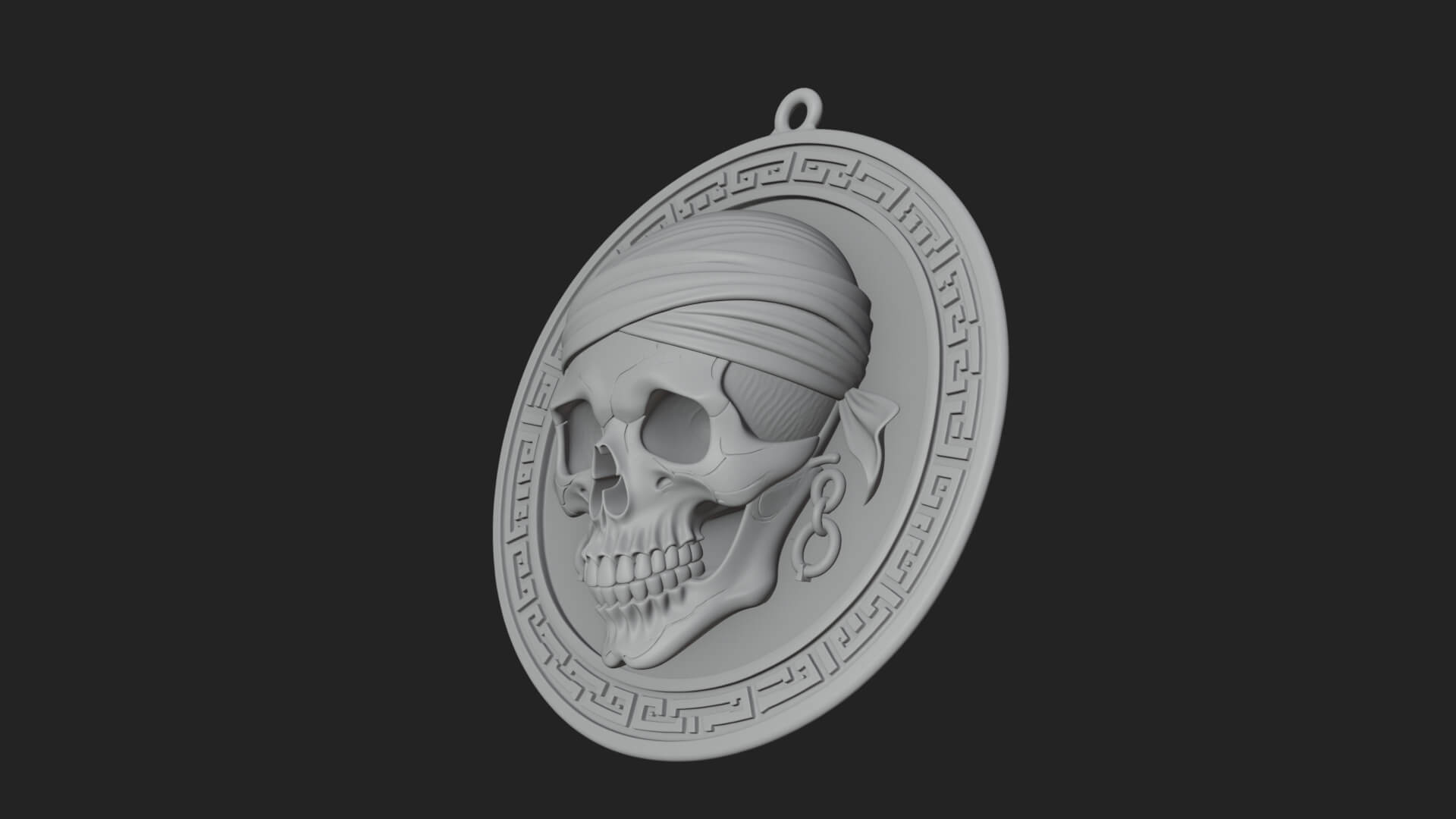 Pirate Skull Oval Relief Plaque Design 2 3D Print Model 3D Model