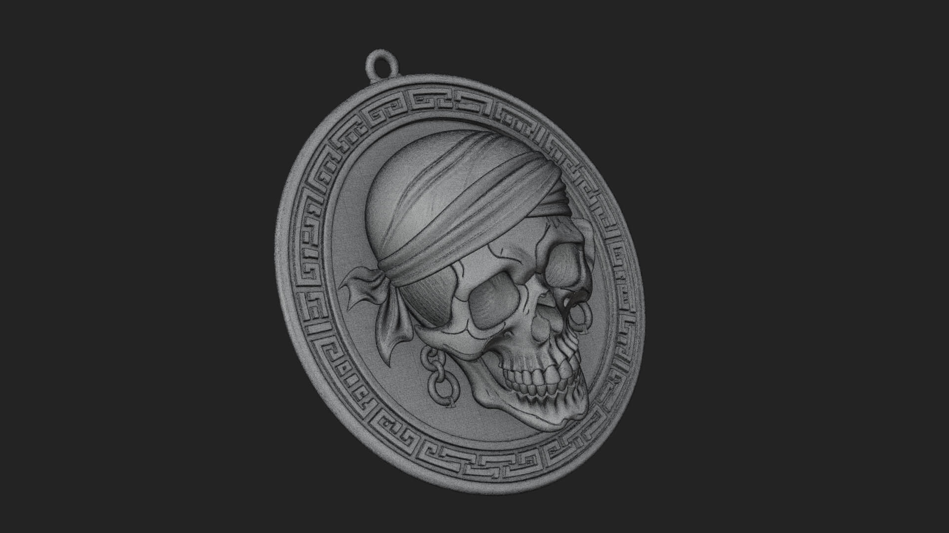 Pirate Skull Oval Relief Plaque Design 2 3D Print Model 3D Model