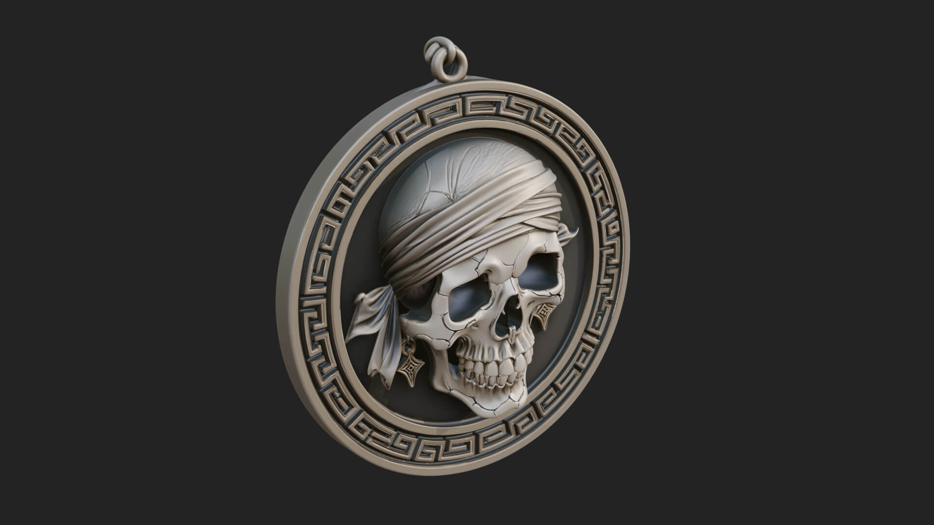 Pirate Skull Oval Relief Plaque Design 3 3D Print Model 3D Model