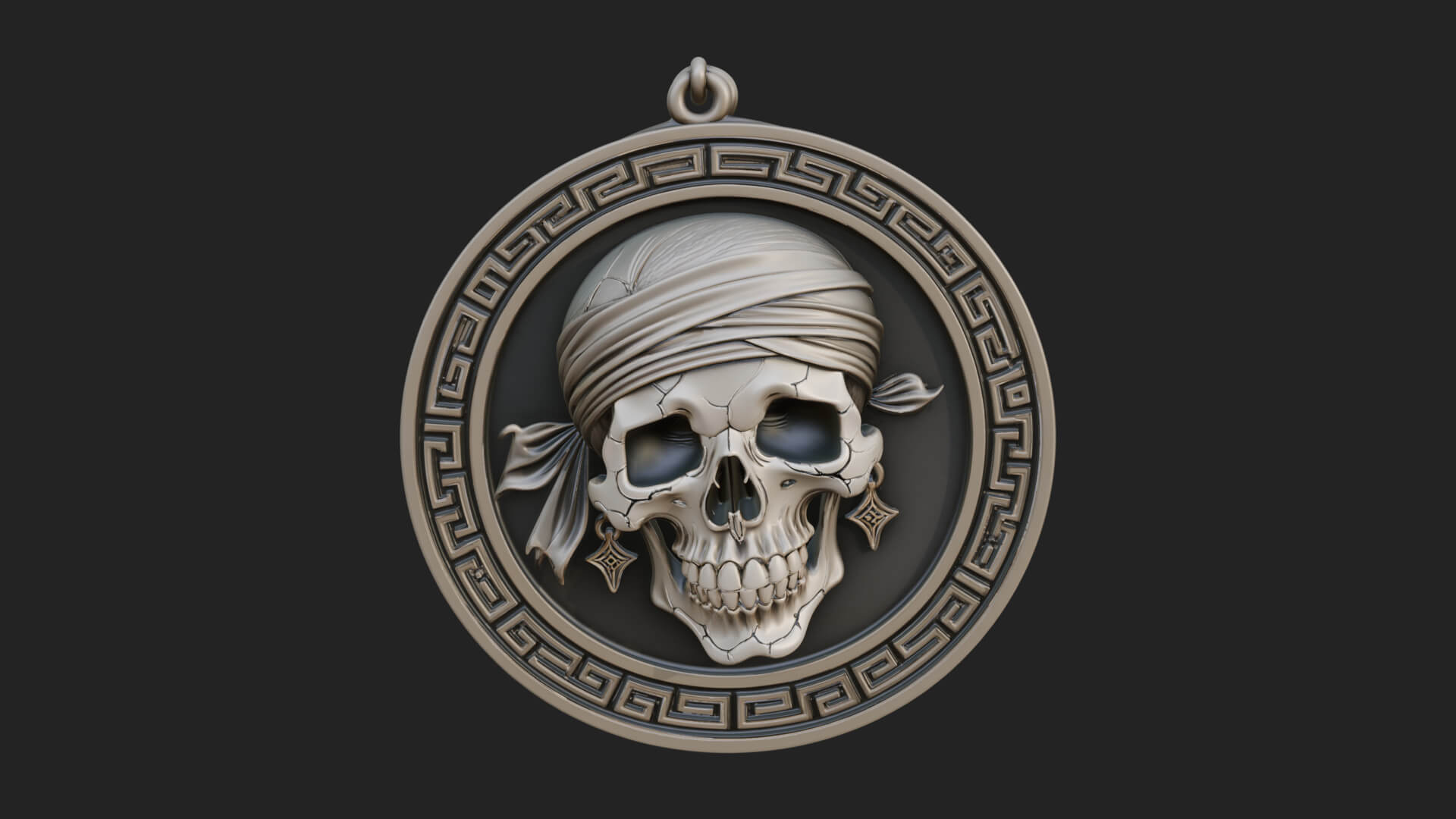 Pirate Skull Oval Relief Plaque Design 3 3D Print Model 3D Model