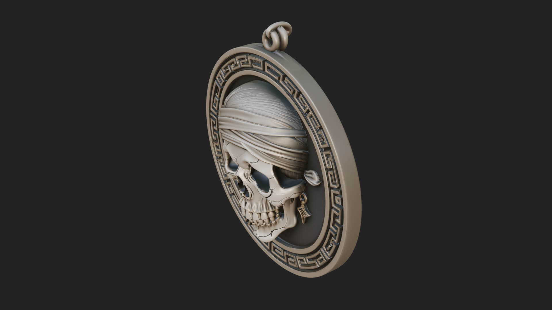 Pirate Skull Oval Relief Plaque Design 3 3D Print Model 3D Model