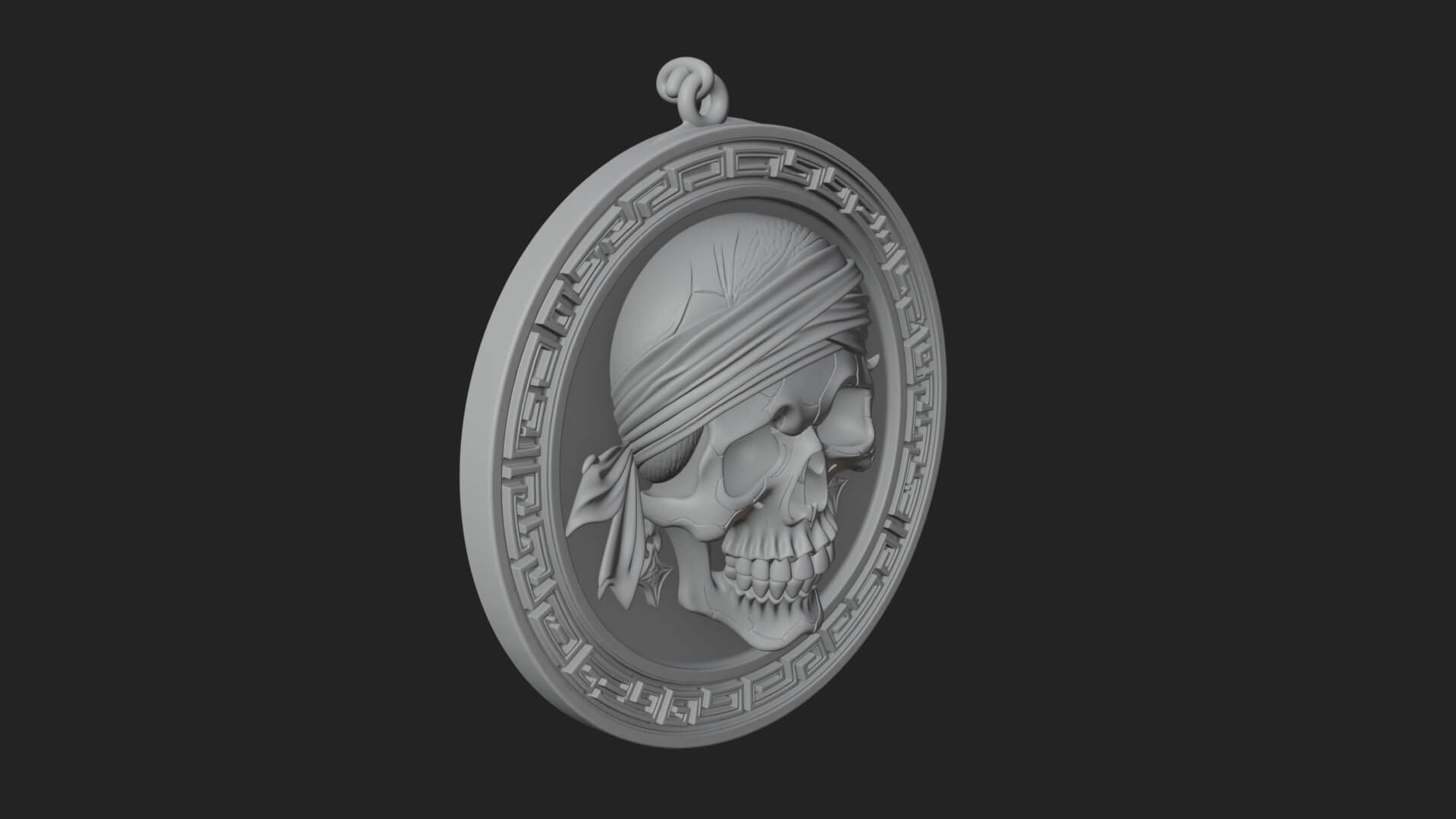 Pirate Skull Oval Relief Plaque Design 3 3D Print Model 3D Model
