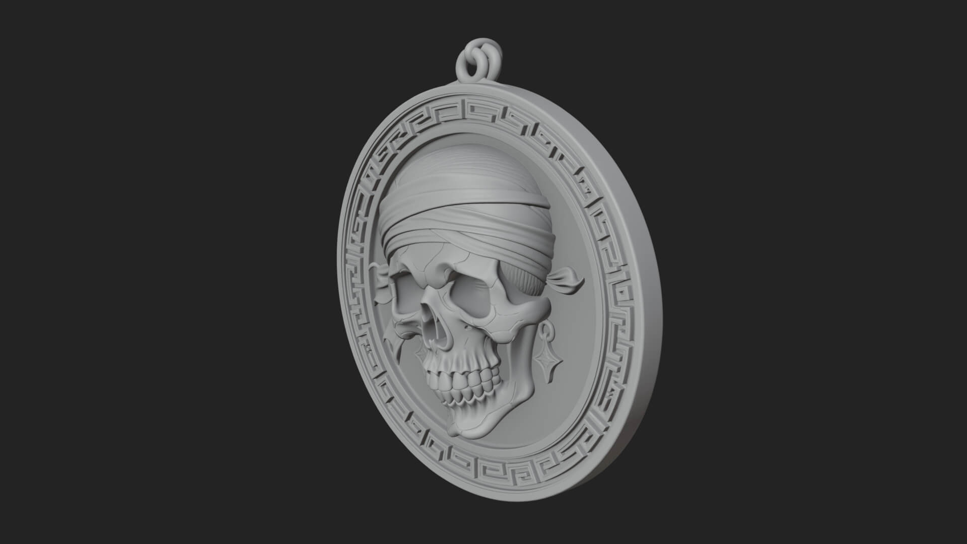 Pirate Skull Oval Relief Plaque Design 3 3D Print Model 3D Model
