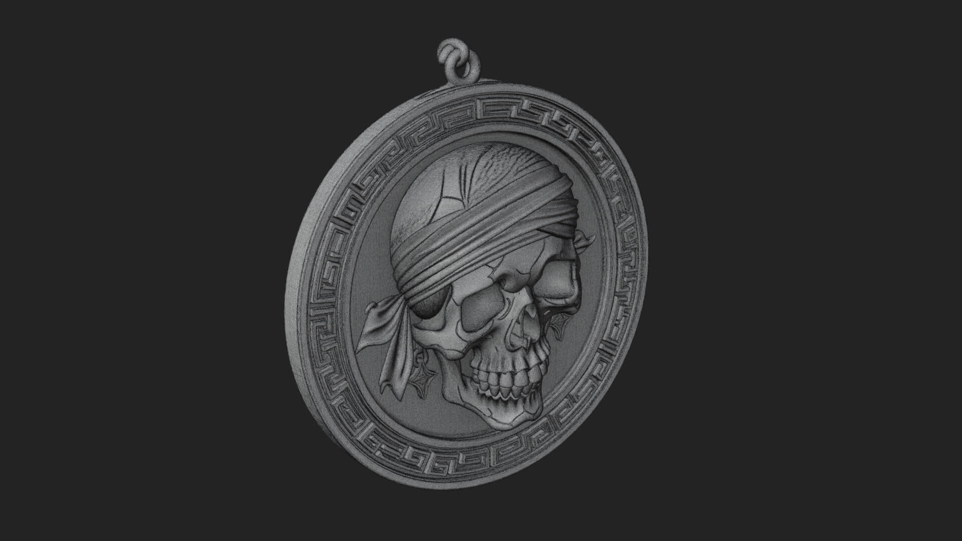 Pirate Skull Oval Relief Plaque Design 3 3D Print Model 3D Model