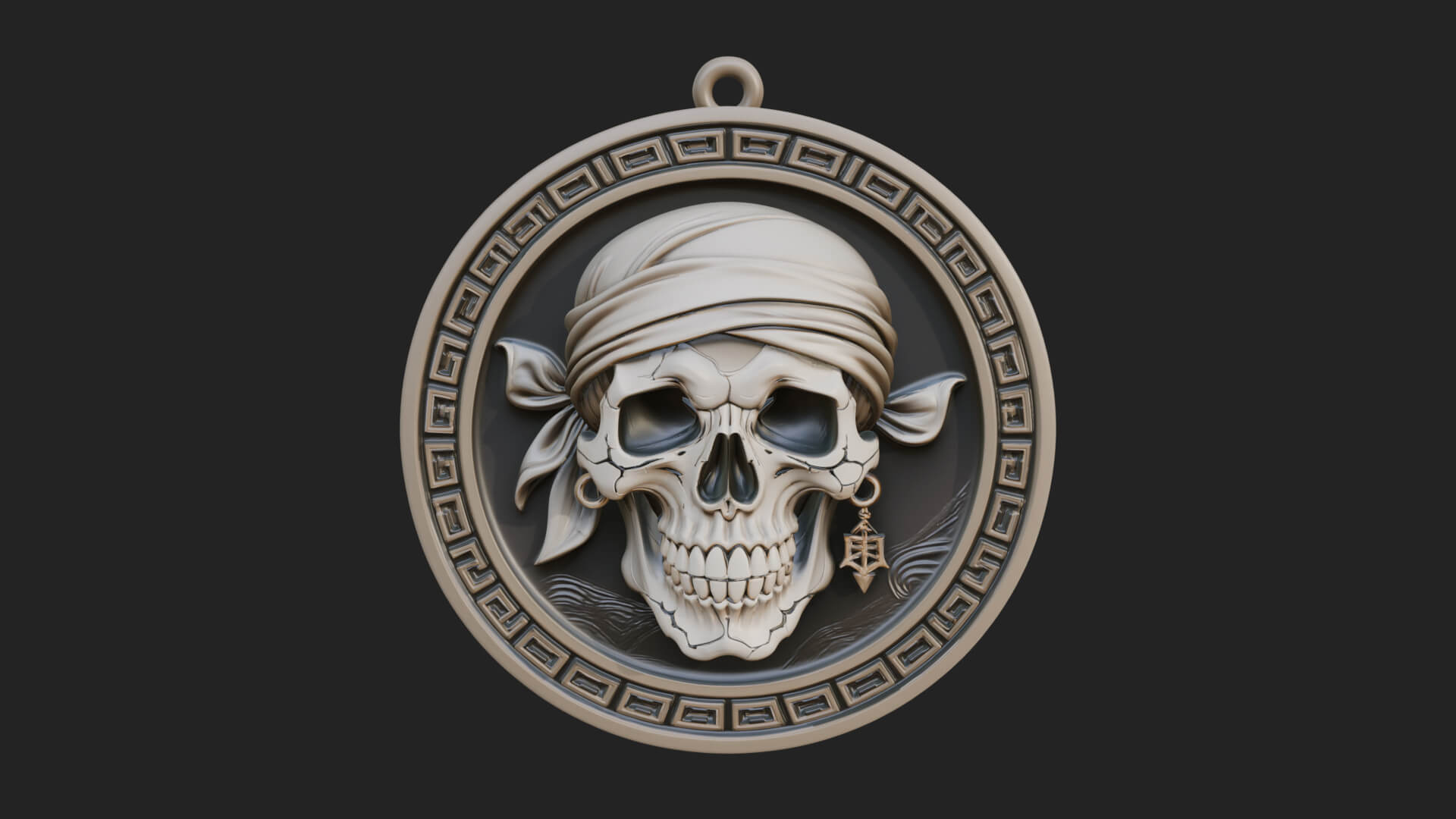 Pirate Skull Oval Relief Plaque Design 4 3D Print Model 3D Model