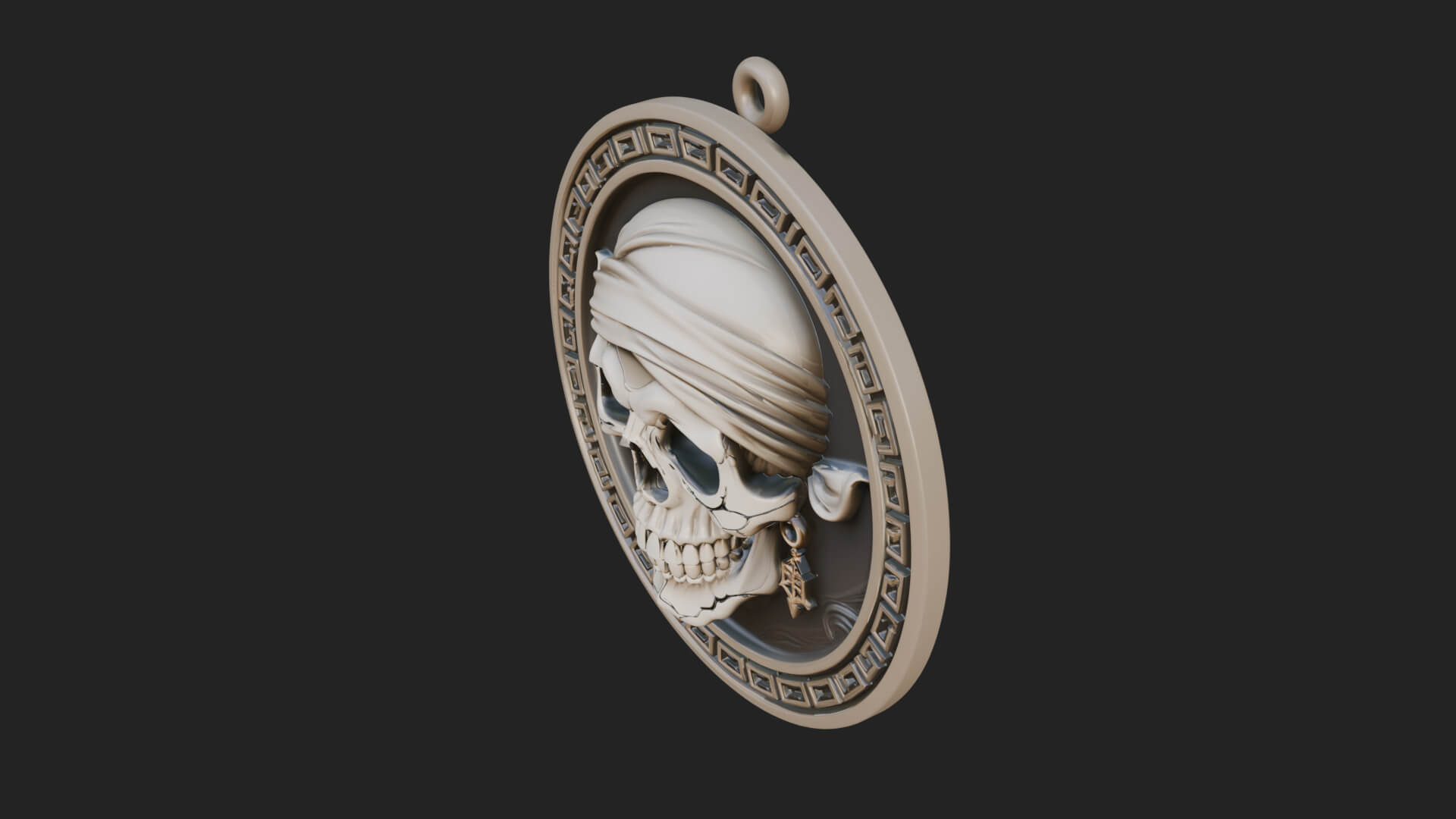 Pirate Skull Oval Relief Plaque Design 4 3D Print Model 3D Model