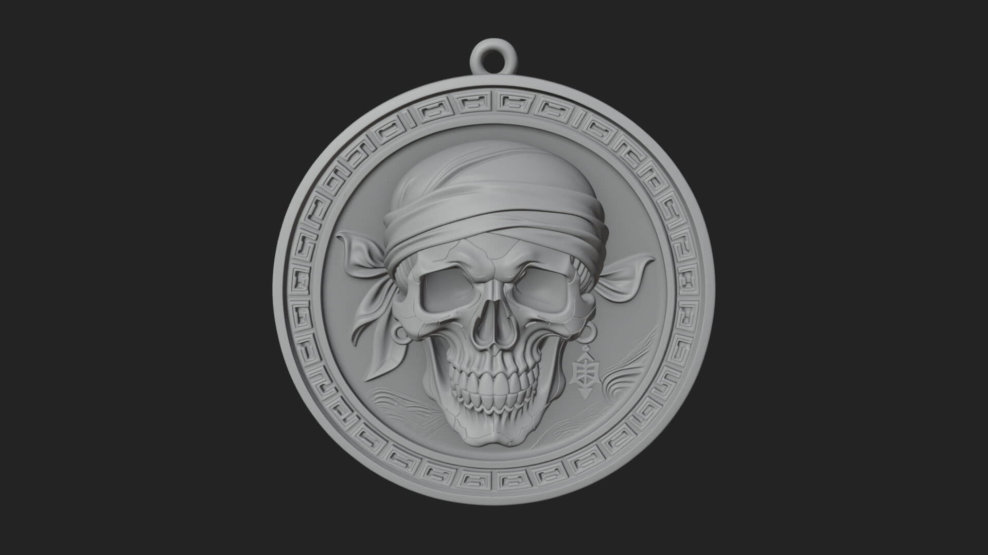 Pirate Skull Oval Relief Plaque Design 4 3D Print Model 3D Model