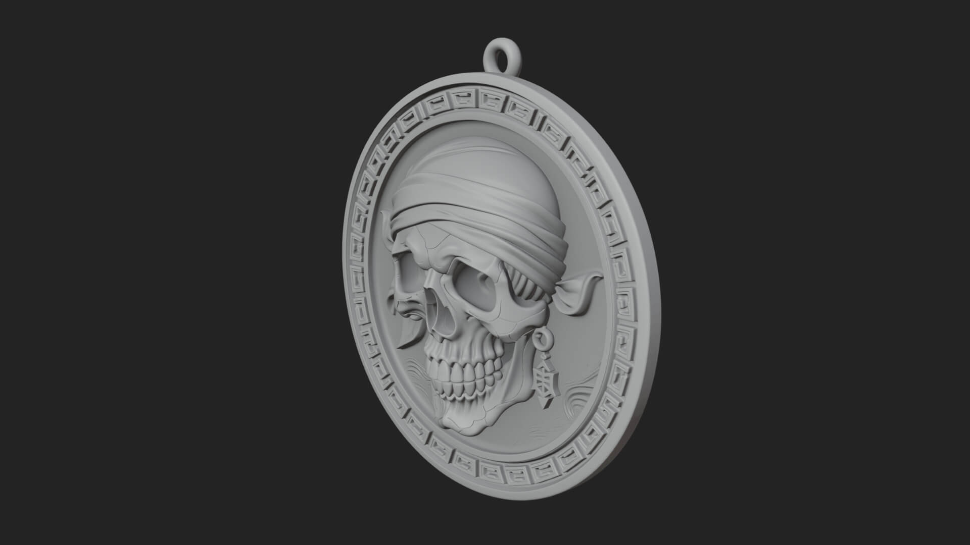 Pirate Skull Oval Relief Plaque Design 4 3D Print Model 3D Model