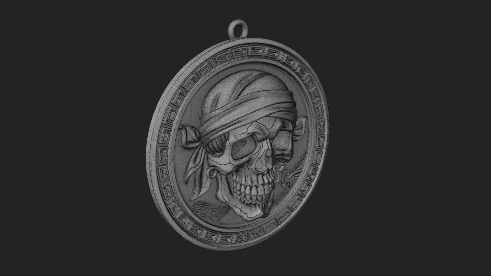 Pirate Skull Oval Relief Plaque Design 4 3D Print Model 3D Model