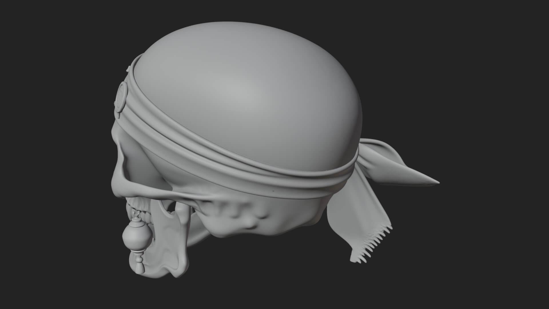 Pirate Skull with Bandana Statue Design 1 3D Print Model 3D Model