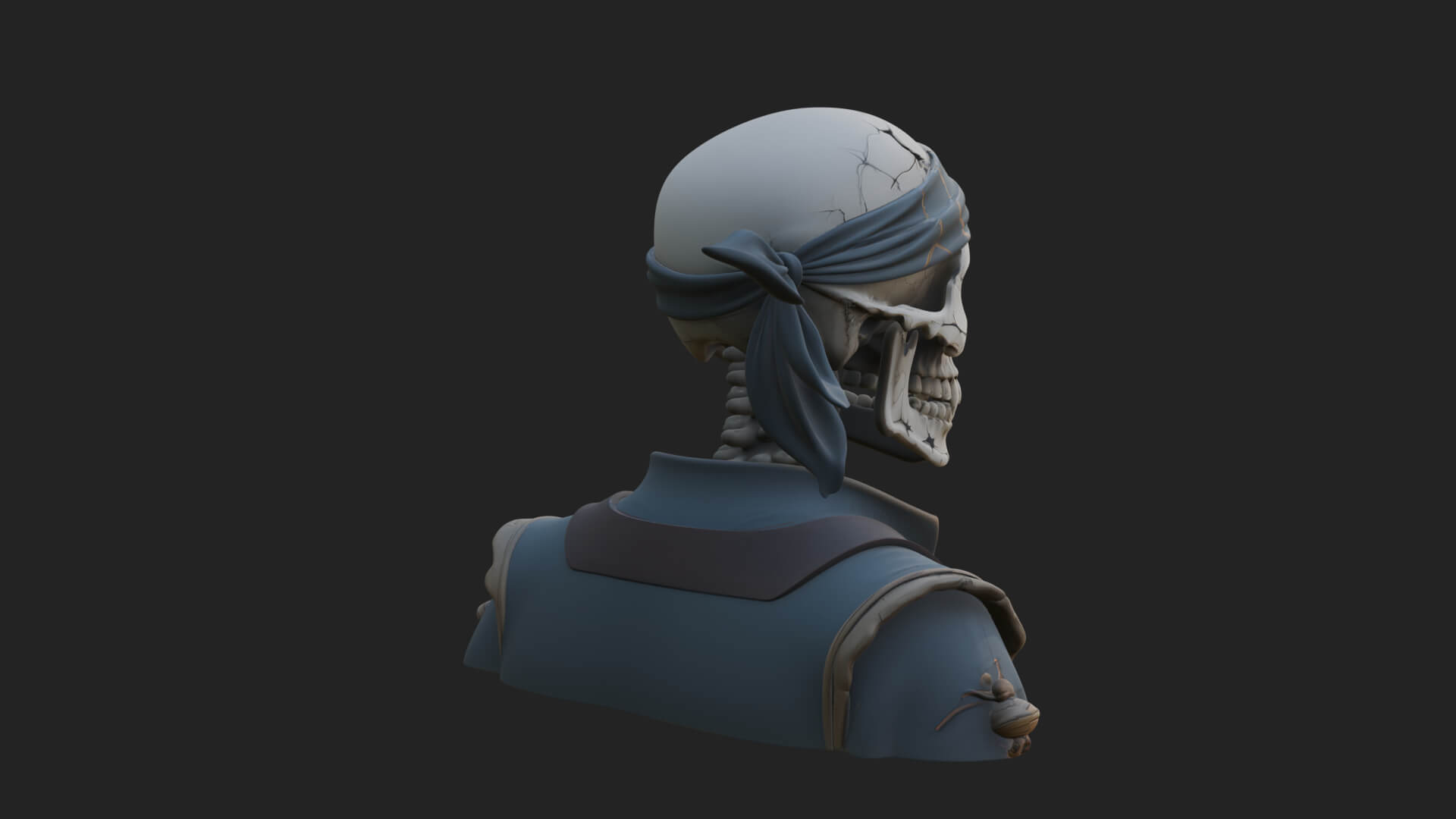 Pirate Skull with Bandana Statue Design 2 3D Print Model 3D Model