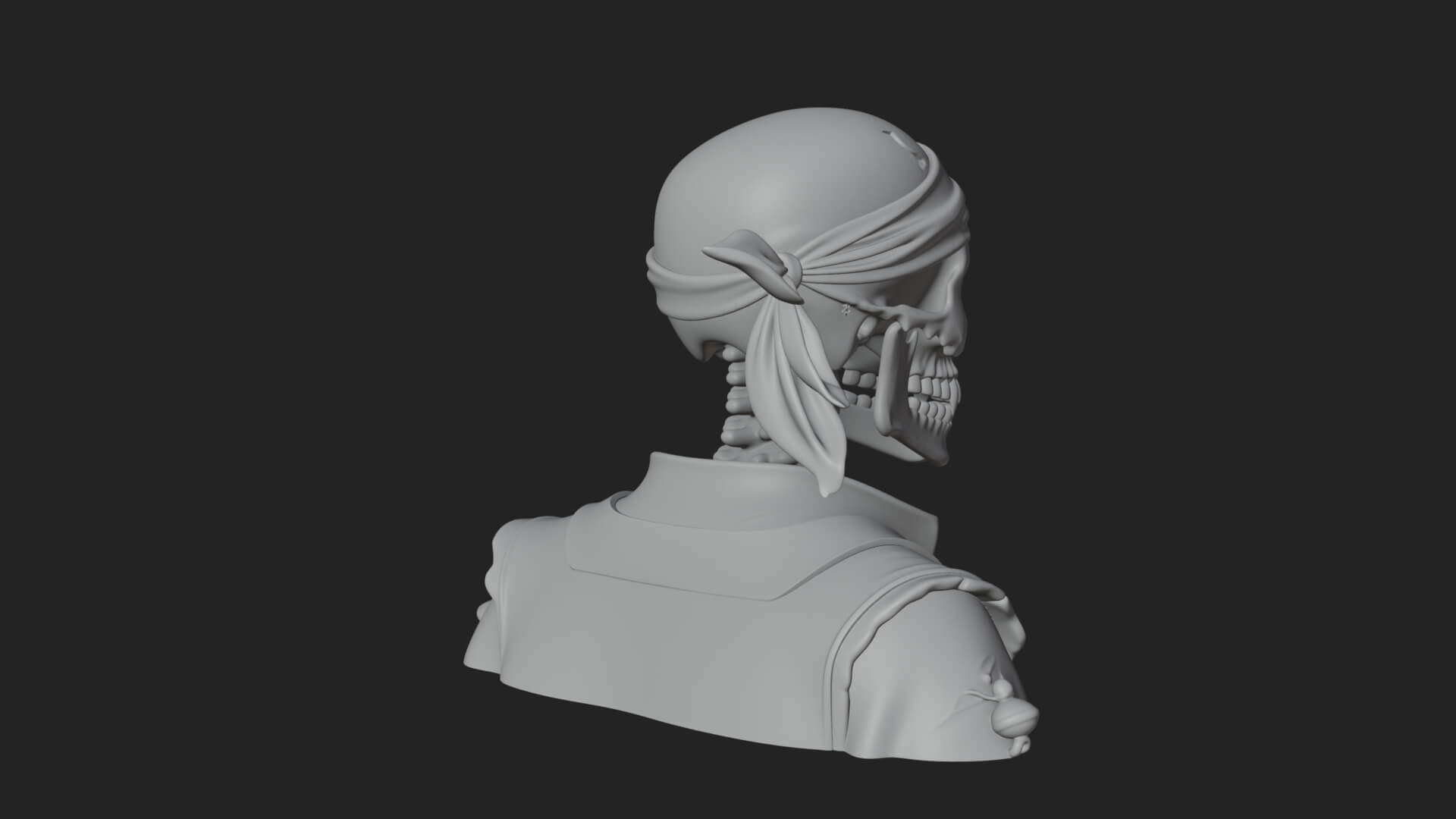 Pirate Skull with Bandana Statue Design 2 3D Print Model 3D Model