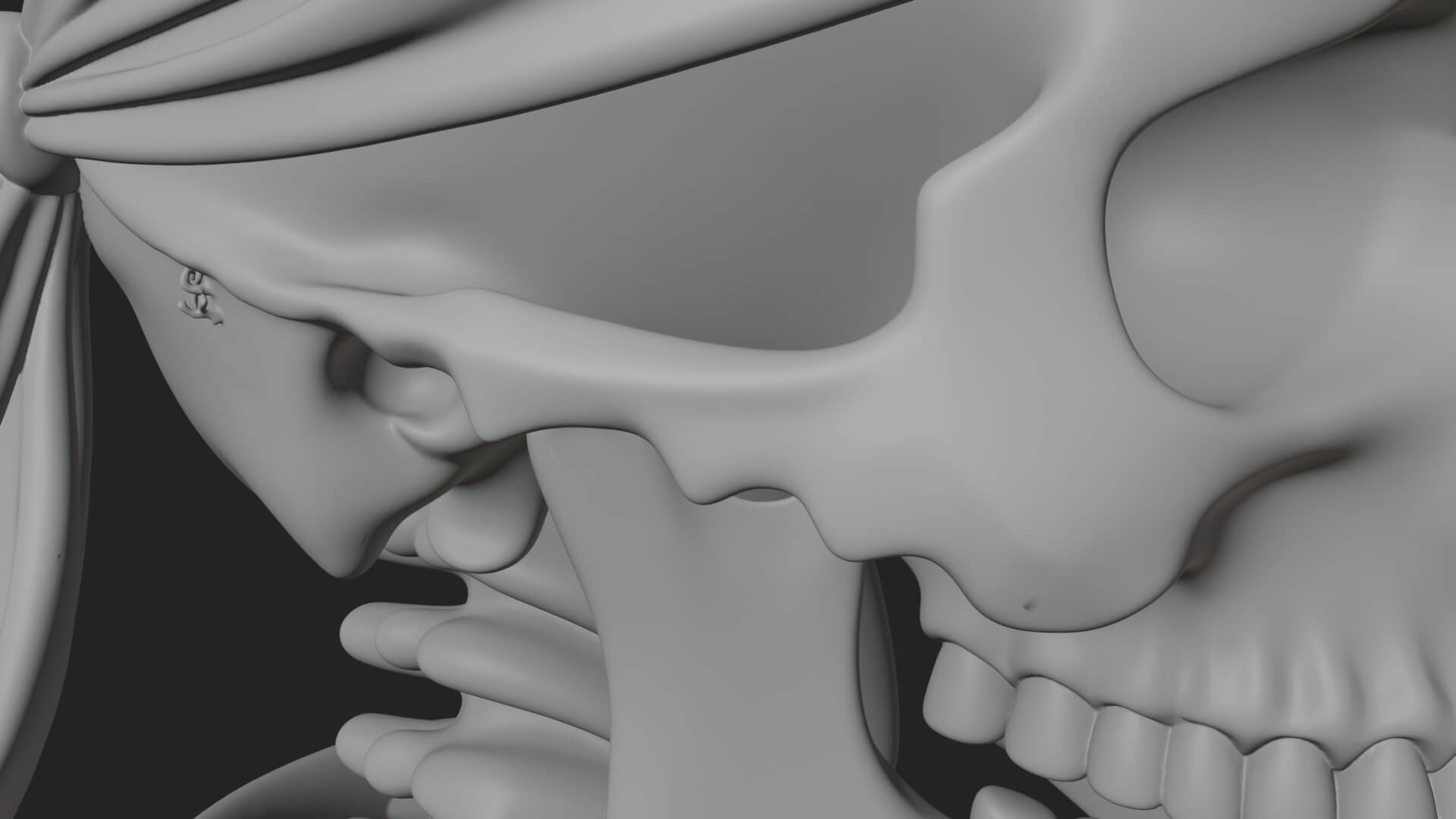 Pirate Skull with Bandana Statue Design 2 3D Print Model 3D Model