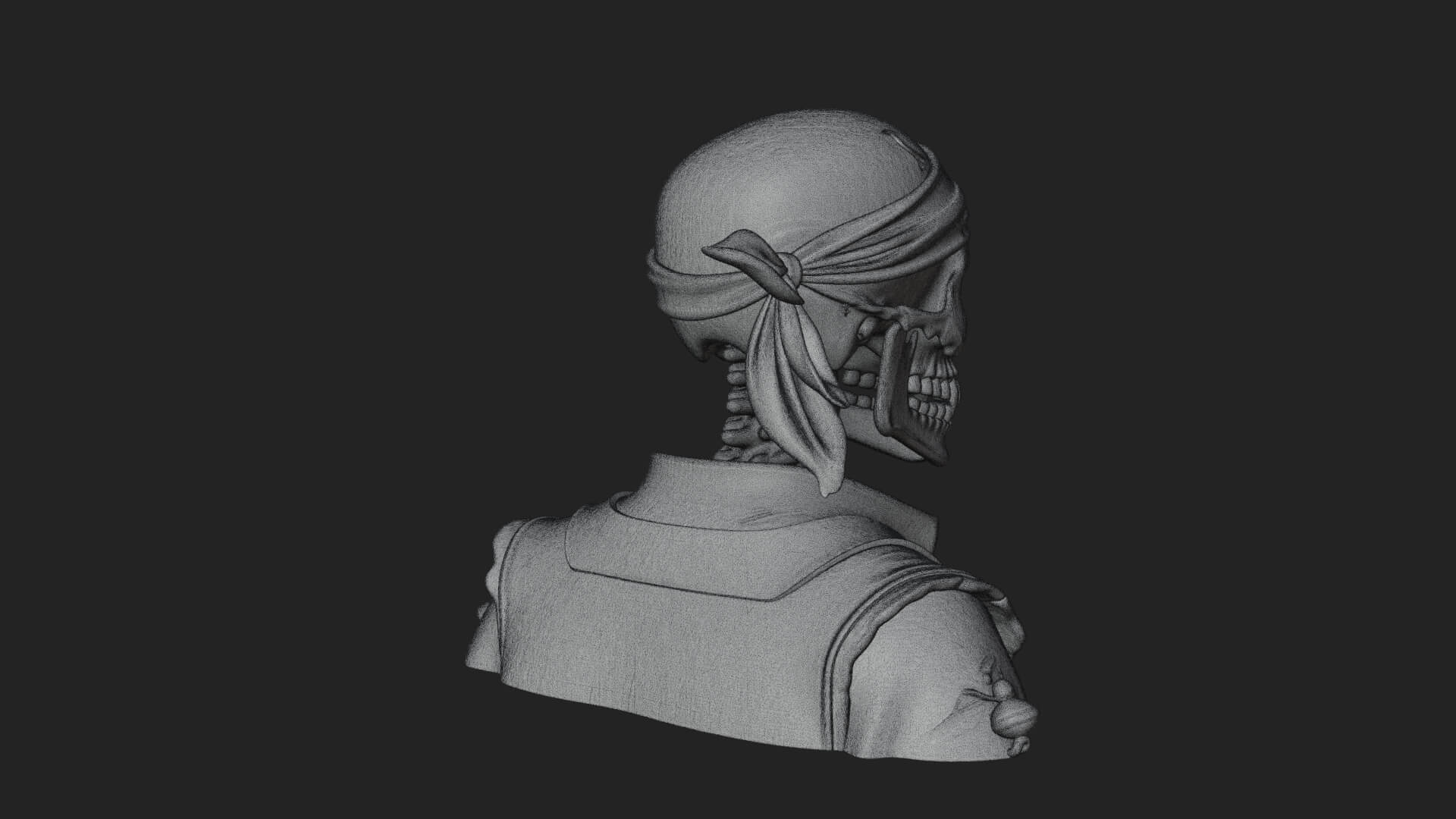 Pirate Skull with Bandana Statue Design 2 3D Print Model 3D Model