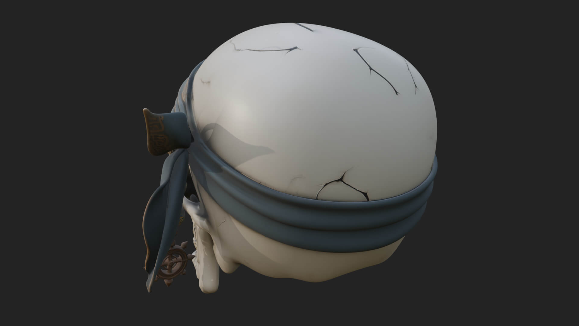 Pirate Skull with Bandana Statue Design 3 3D Print Model 3D Model