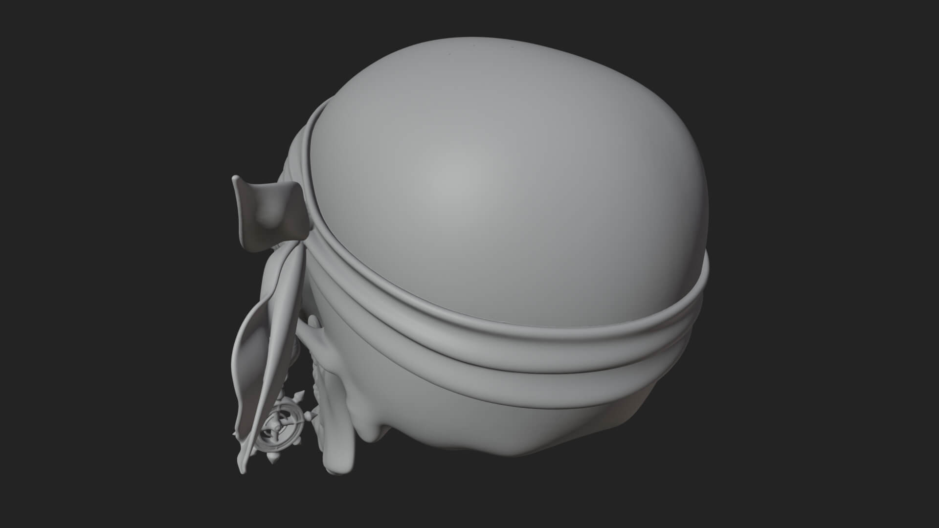 Pirate Skull with Bandana Statue Design 3 3D Print Model 3D Model