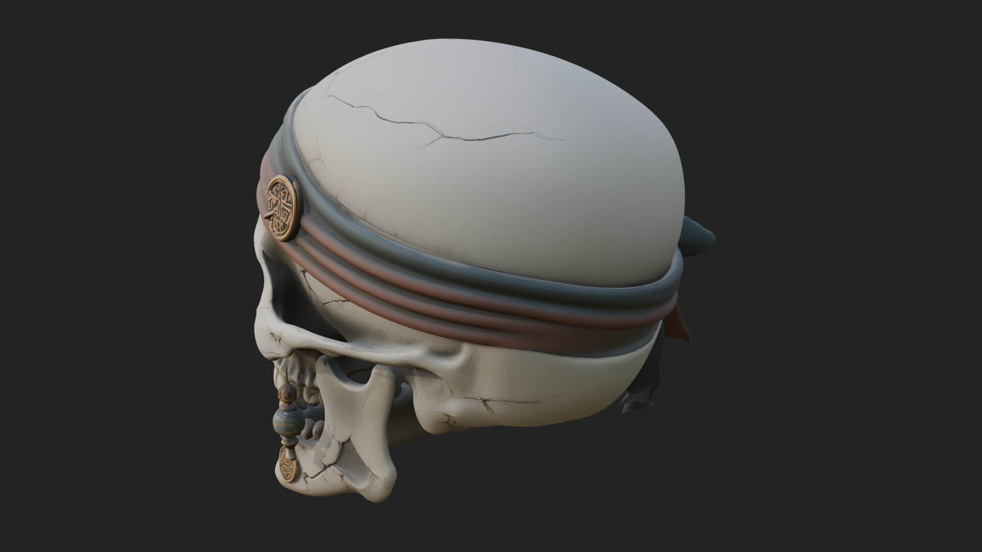 Pirate Skull with Bandana Statue Design 4 3D Print Model 3D Model