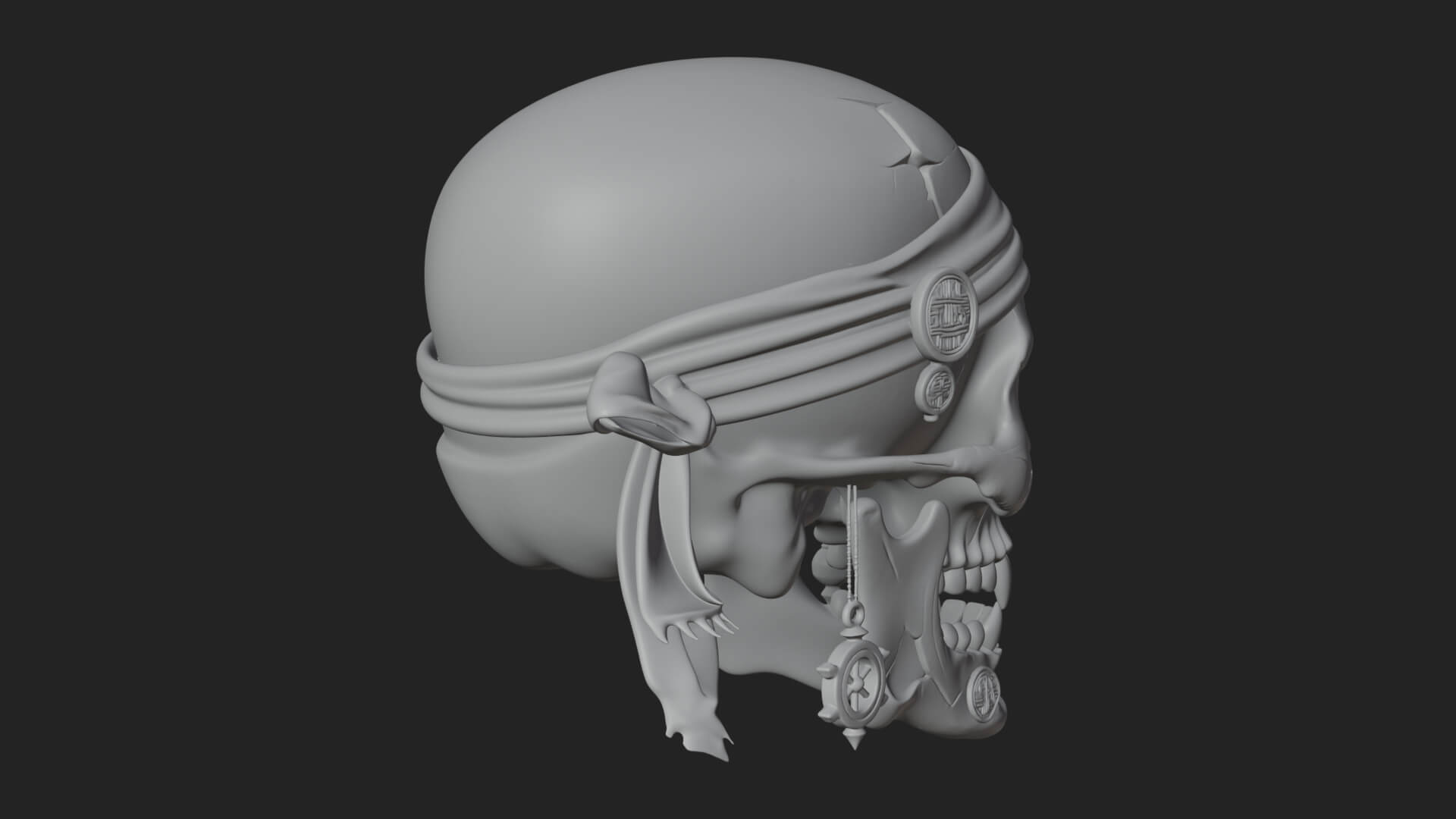 Pirate Skull with Bandana Statue Design 4 3D Print Model 3D Model
