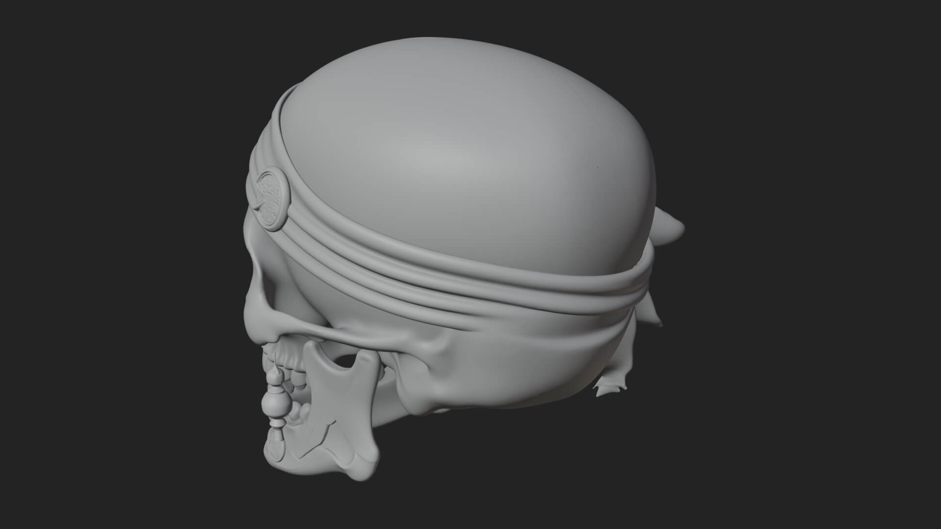Pirate Skull with Bandana Statue Design 4 3D Print Model 3D Model