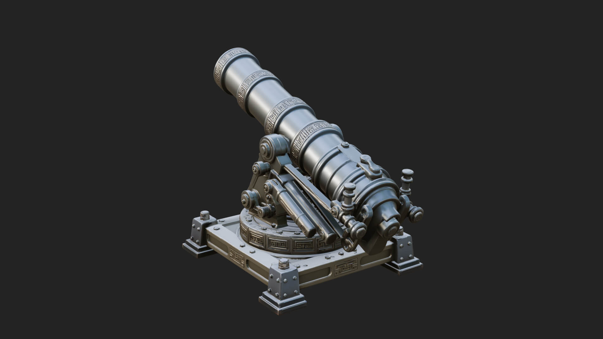 Pivot Mount Siege Mortar Model Design 4 3D Print Model 3D Model