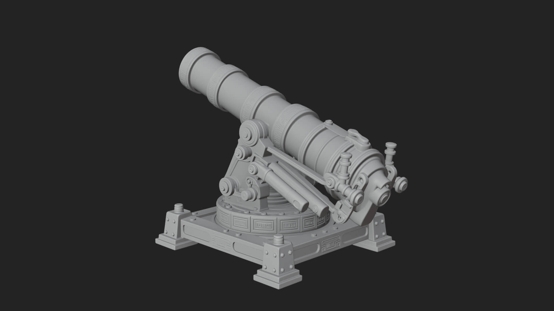 Pivot Mount Siege Mortar Model Design 4 3D Print Model 3D Model