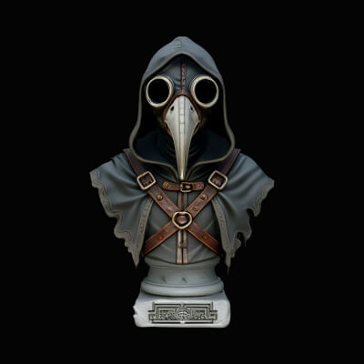 Plague Doctor Bust Statue Design 6 3D Print Model