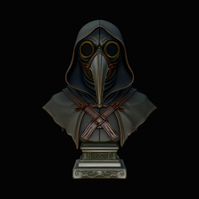 Plague Doctor Bust Statue Design 7 3D Print Model