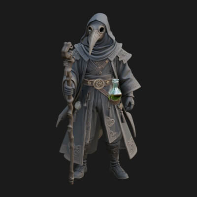 Plague Doctor Statue Design 1 3D Print Model