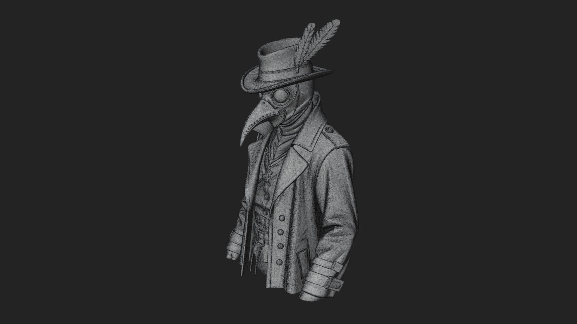 Plague Doctor Statue Design 10 3D Print Model 3D Model