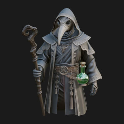 Plague Doctor Statue Design 2 3D Print Model
