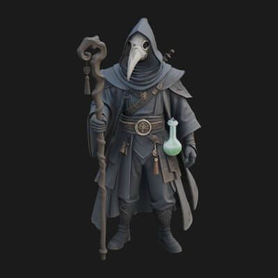 Plague Doctor Statue Design 3 3D Print Model