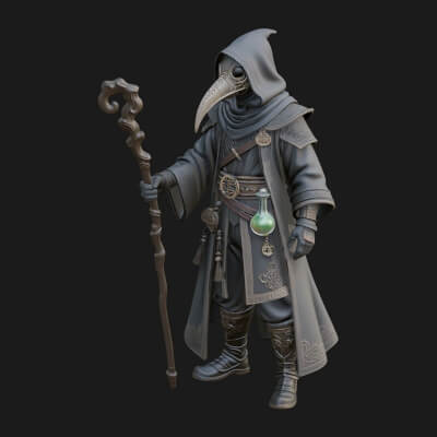 Plague Doctor Statue Design 4 3D Print Model