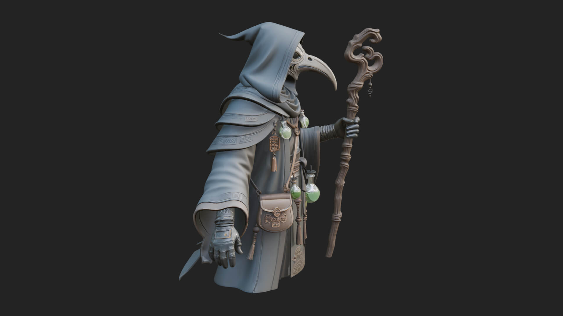 Plague Doctor Statue Design 5 3D Print Model 3D Model